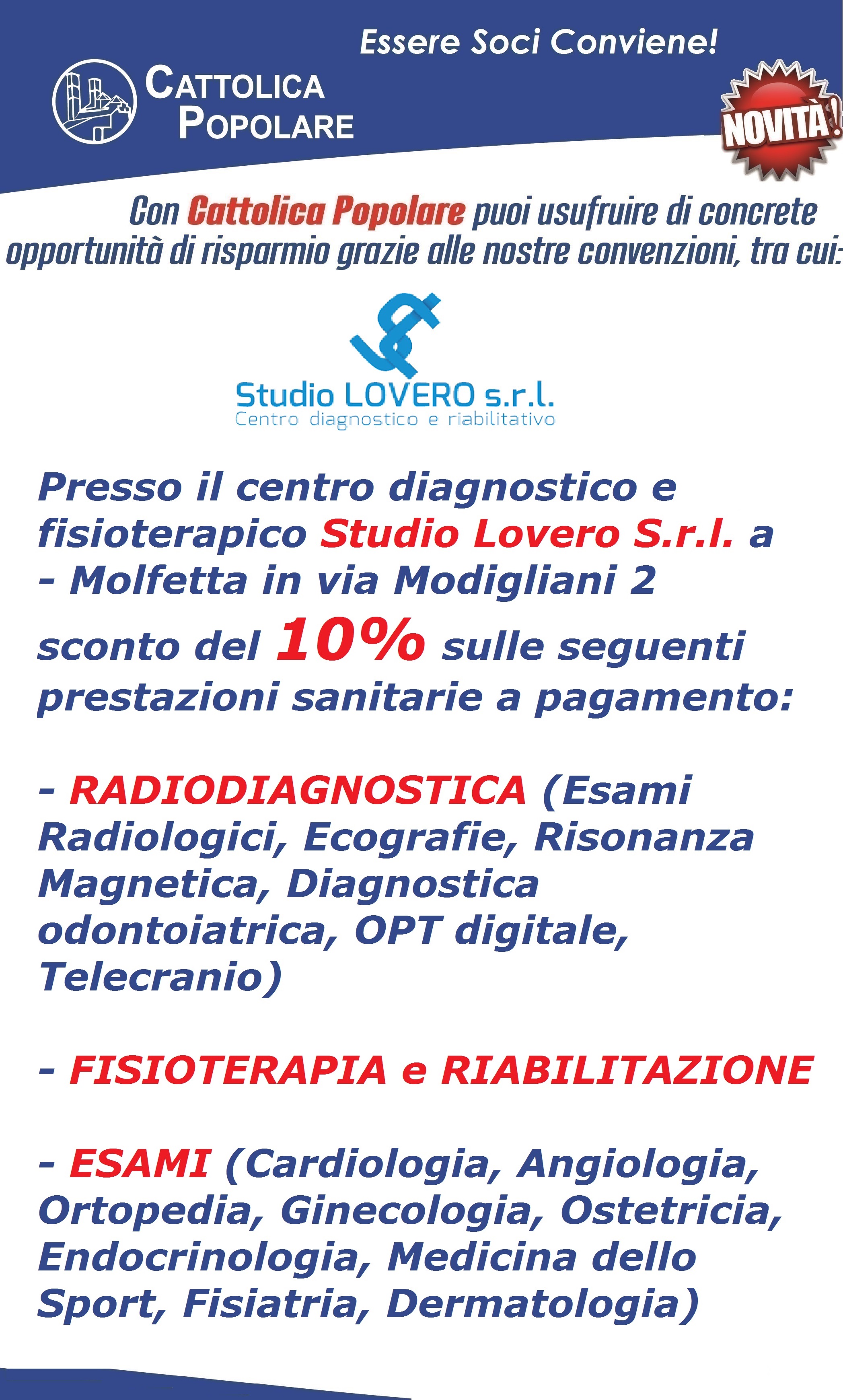 Rinnovo Convenzione  centro diagnostico e fisioterapico LOVERO SRL